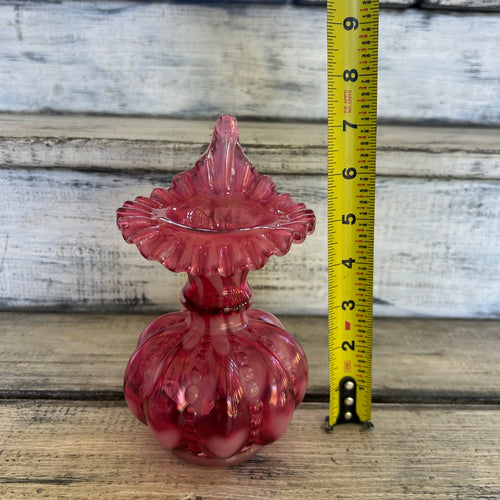 Vintage Cranberry Pink Jack-in-the-Pulpit Art Glass Vase