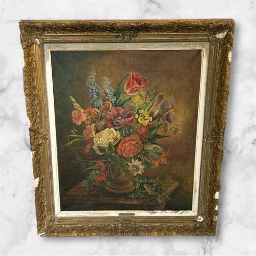 Antique Framed Still Life Floral Painting