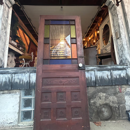 32” Antique Stained Glass Entry Door