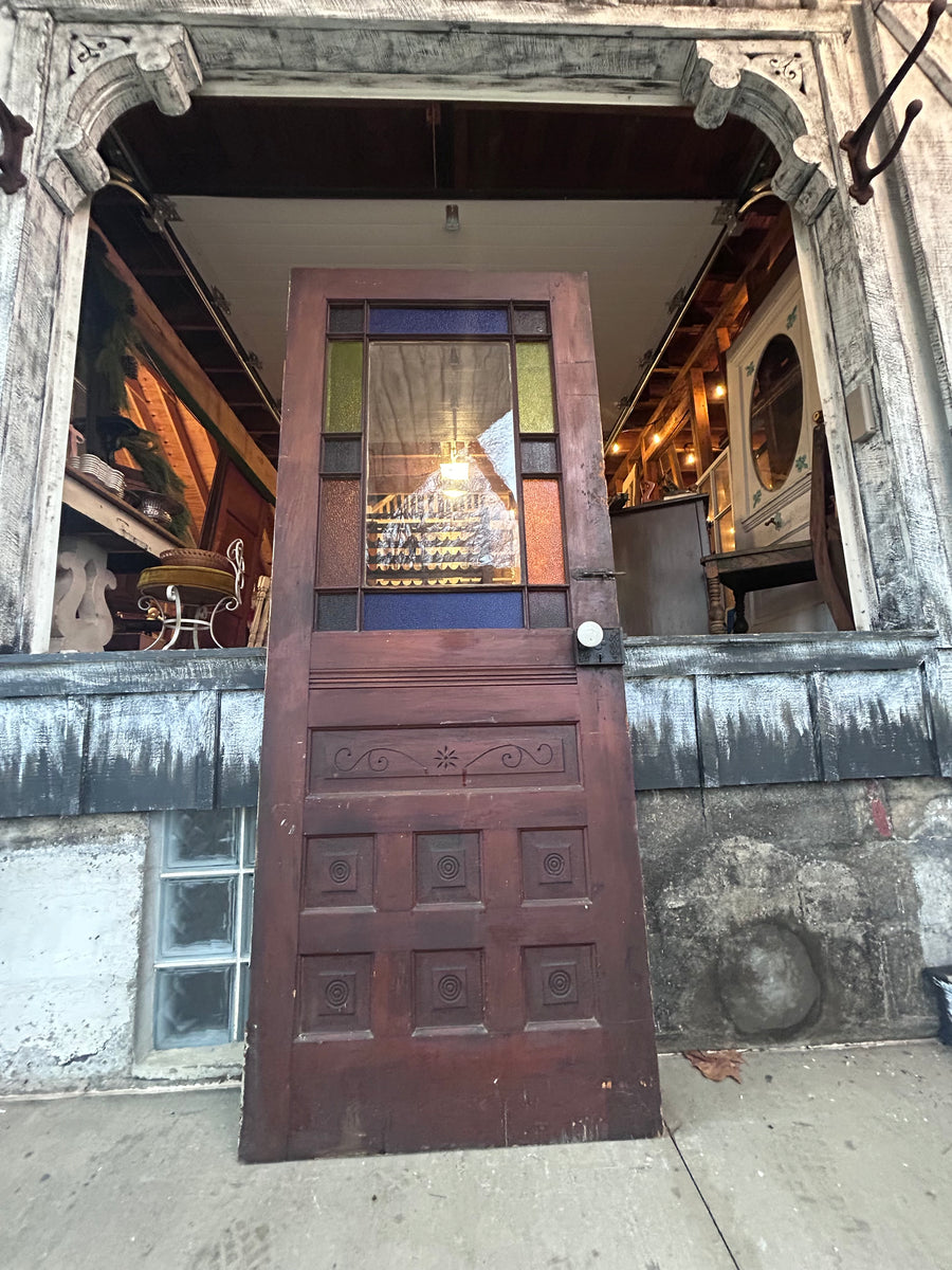 32” Antique Stained Glass Entry Door