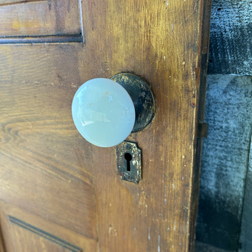 Antique Four Panel Door w/ Milk Glass Knob