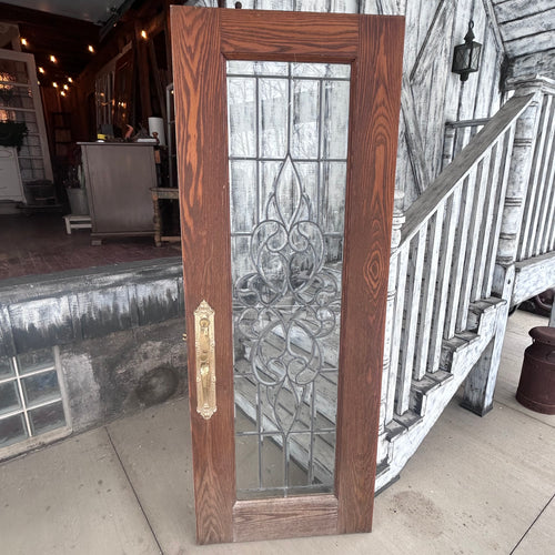 Solid Oak 30” Exterior Door w/Beveled Leaded Glass Window