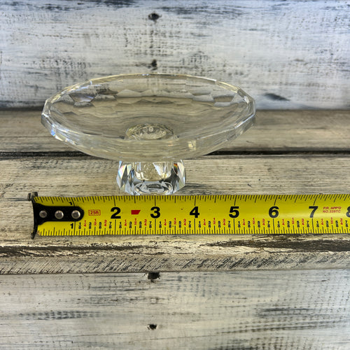 Vintage Faceted Clear Glass Pedestal Dishes - Set of Two