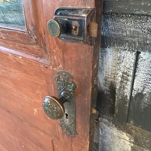 32” Antique Wood Entry Door with Original Wavy Glass and Hardware