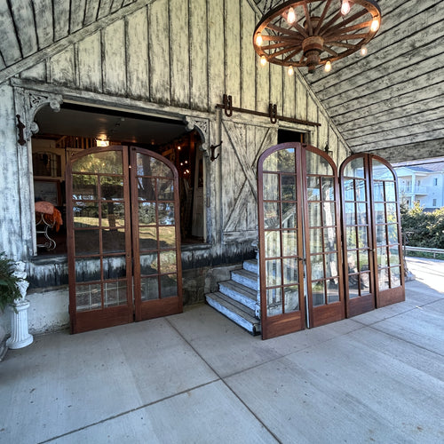 8ft tall Antique Arched Top French Doors with Original Wavy Glass