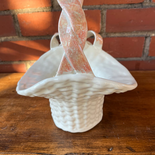 Vintage Ceramic Weave Basket w/Bow