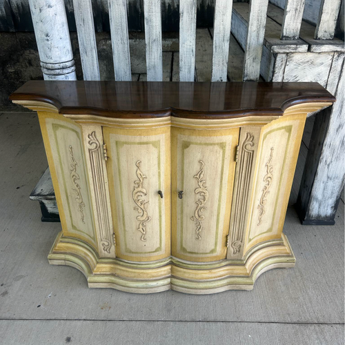 Vintage Hand-Painted Serpentine Credenza