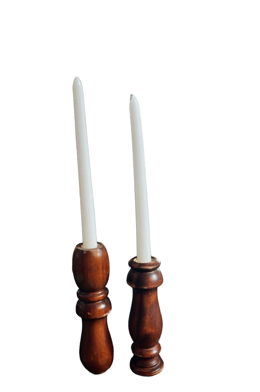Wooden Distressed Candlestick Holders