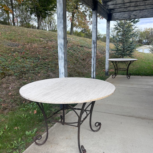 Wrought Iron Table with Marble Top