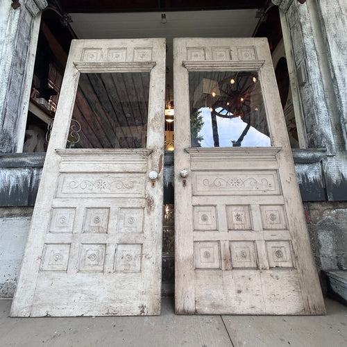 32” Antique Wavy Glass Double Doors