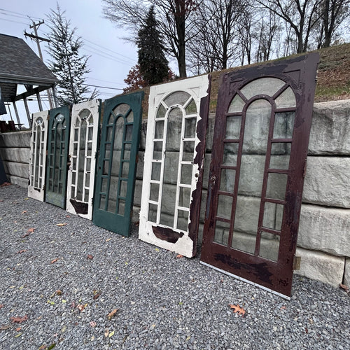 Gorgeous 36” 1920s Art Deco Entry Doors With Beveled Arched  Glass Lites
