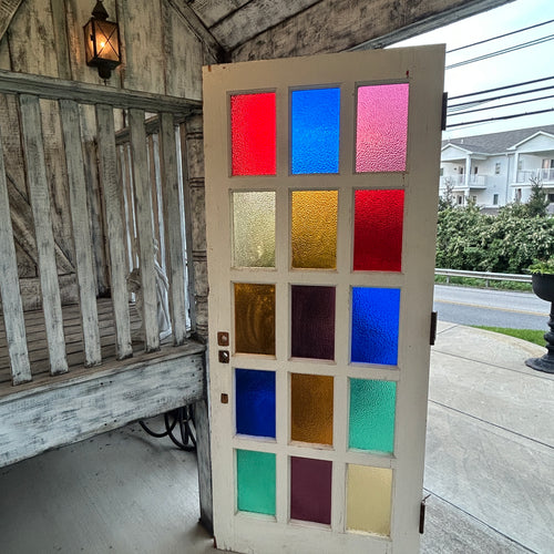 Antique Stained Glass 15 Lite Doors with Textured Figured Glass