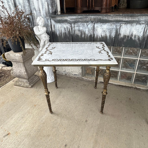 Neoclassical Style Marble+Brass Side Tables + Coffee Table