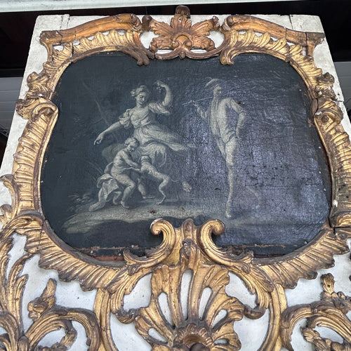 Monumental Rocco Revival Floor Mirror w/Antique Figural Panel