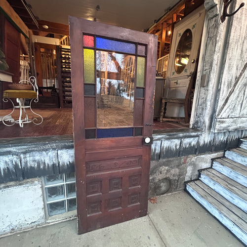 32” Antique Stained Glass Entry Door