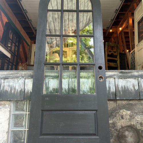 Antique Arched 12-Lite Wood Entry Door with Double Pane Glass