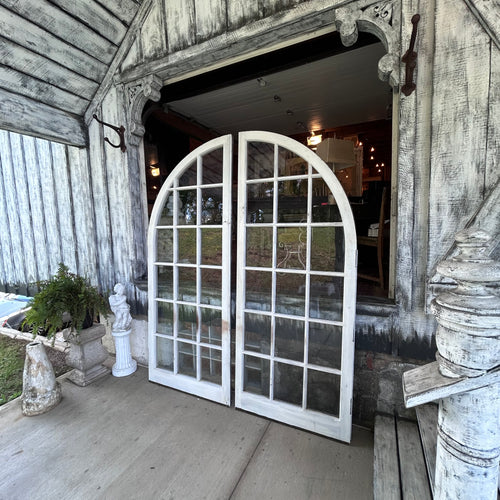 Beautiful 18 Lite 36” Antique Wavy Glass Arched Doors