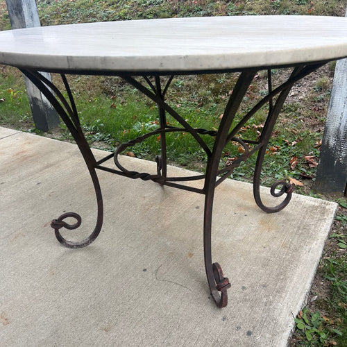Wrought Iron Table with Marble Top