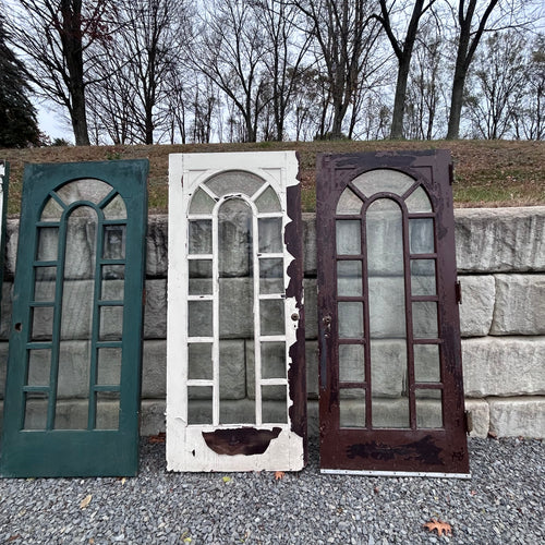 Gorgeous 36” 1920s Art Deco Entry Doors With Beveled Arched  Glass Lites