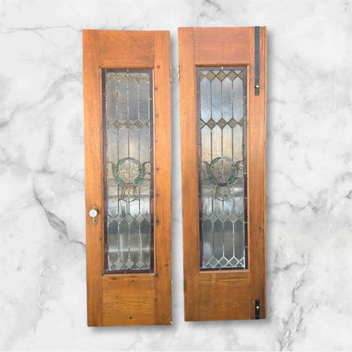 Antique Doors w/ Leaded Stained Glass Windows