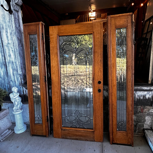 36” Leaded Glass Entry Door with Sidelights