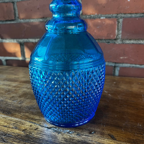 Vintage Cobalt Blue Diamond Point Cut Bottle