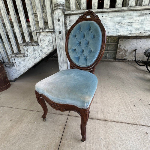 Antique Blue Velvet Chair