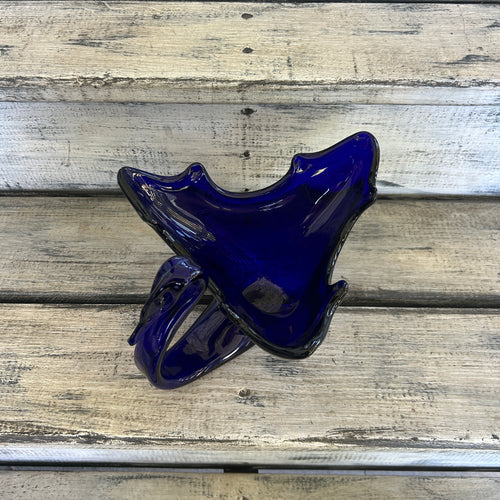Vintage Cobalt Blue Art Glass Swan Centerpiece Bowl