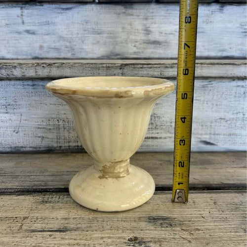 Vintage Cream Ceramic Fluted Urn Planter