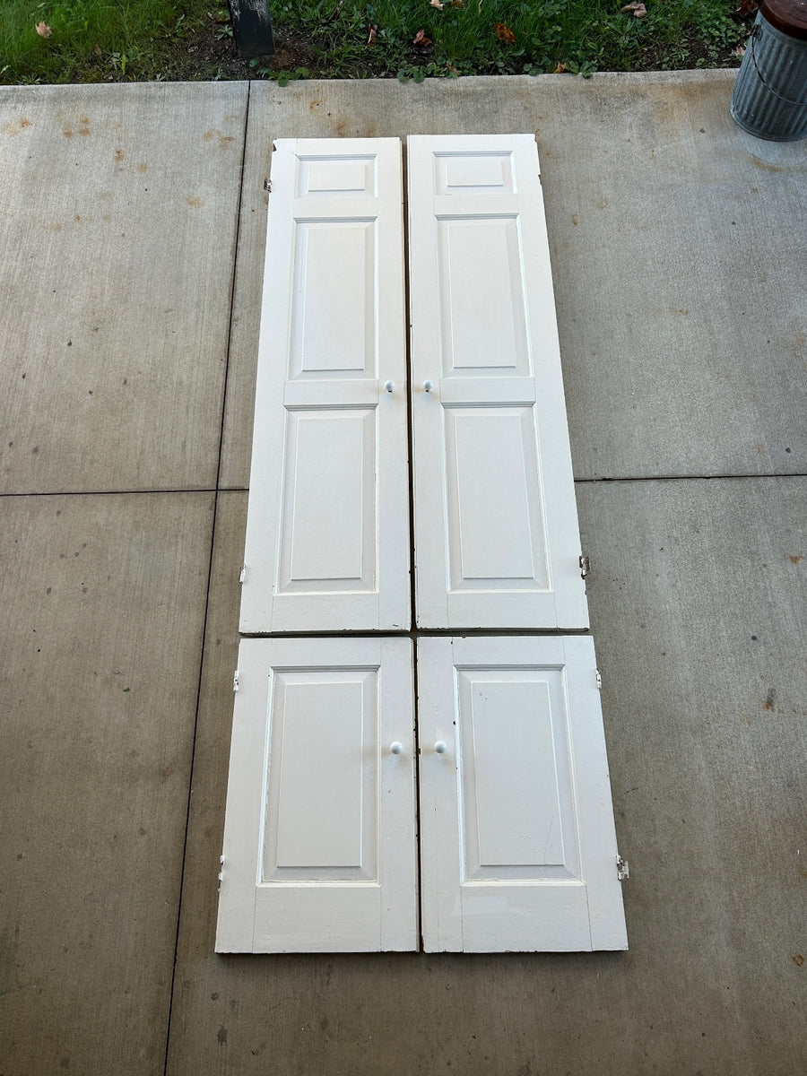 Set of 4 Antique  Wooden Cabinet Doors from a Built-in