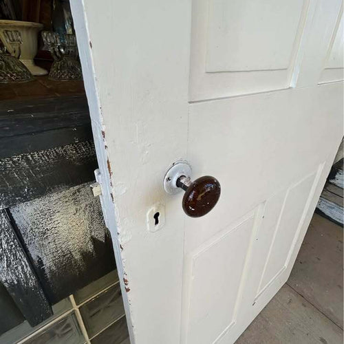 Vintage 6-Panel Wood Door with Rim Lock