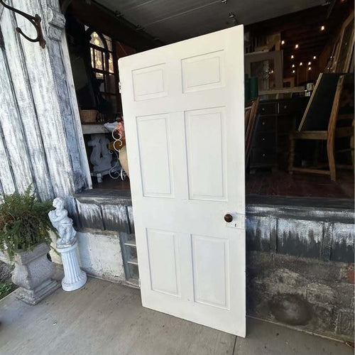 Vintage 6-Panel Wood Door with Rim Lock