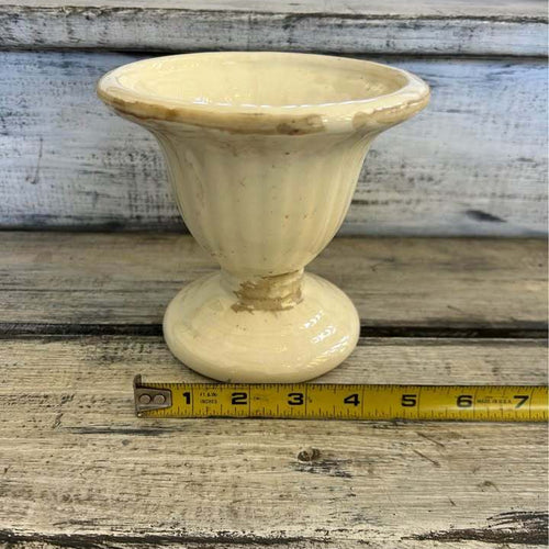 Vintage Cream Ceramic Fluted Urn Planter