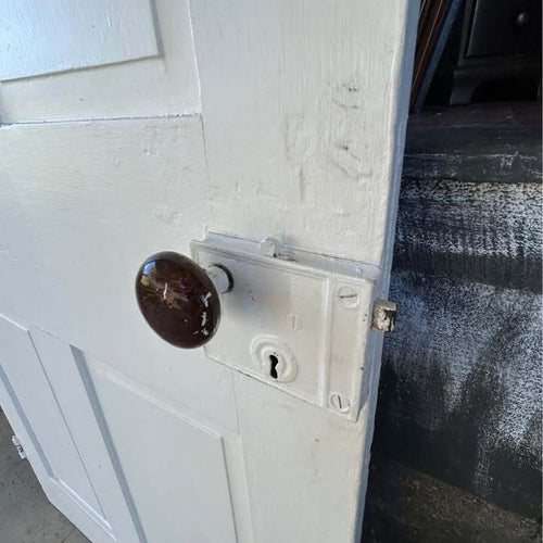 Vintage 6-Panel Wood Door with Rim Lock