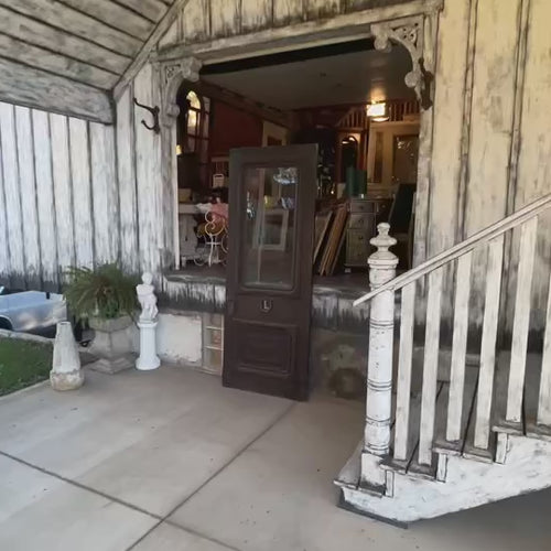 32” Antique Wood Entry Door with Original Wavy Glass and Hardware