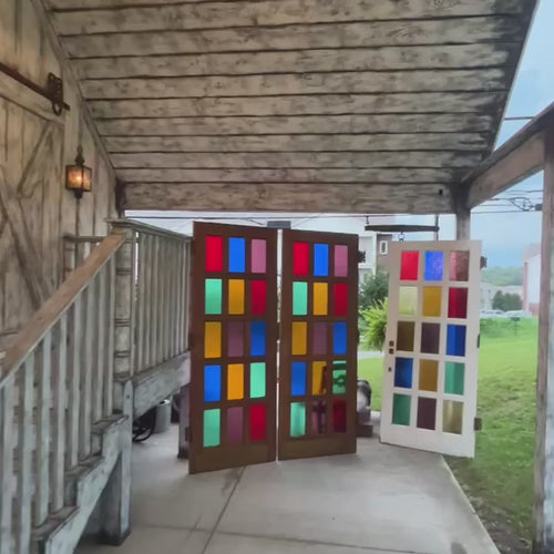 Antique Stained Glass 15 Lite Doors with Textured Figured Glass