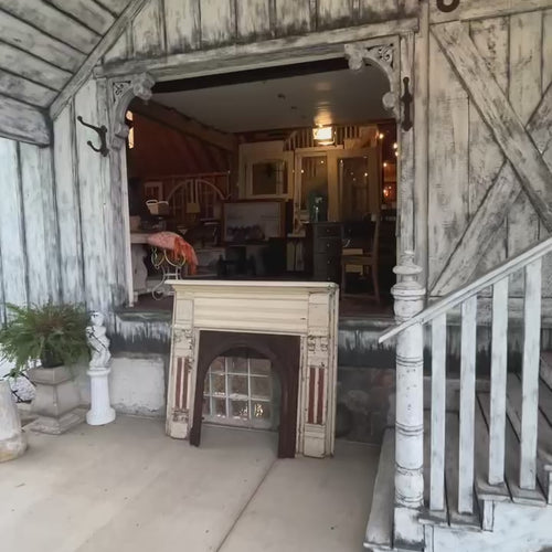 Antique Wood Fireplace Mantel with Cast Iron Insert