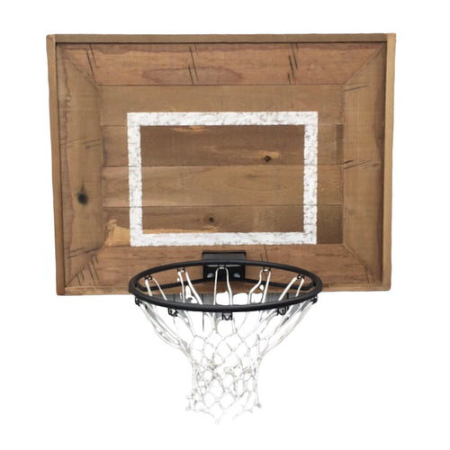 Rustic Wooden Backboard with Basketball Hoop